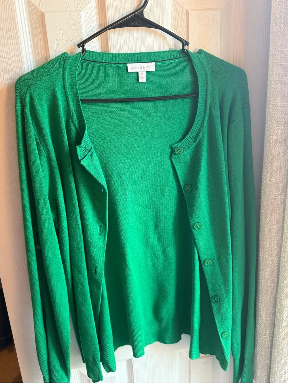crown & ivy Emerald Green Button-Up Women's Cardigan